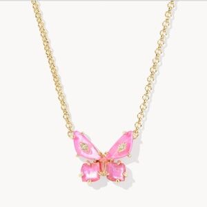 Kendra Scott Bianca Butterfly Gold Short Pendant Necklace in Pink Mix
